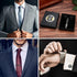 IRONBOX Initial Cufflinks and Tie Clip Set for Men Personalized Black Cuff Links and Tie Bar Letter Alphabet A-Z Gift with Box for Father Husband ...