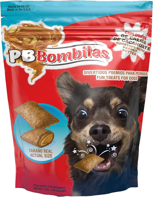 Fun Pet Group: PB Bombitas - 7oz - Fun Treats For SM-Med Dogs, Peanut Butter - Divertidos Premios Para Perros Pequeños-Medianos, Mantequilla de Ma...