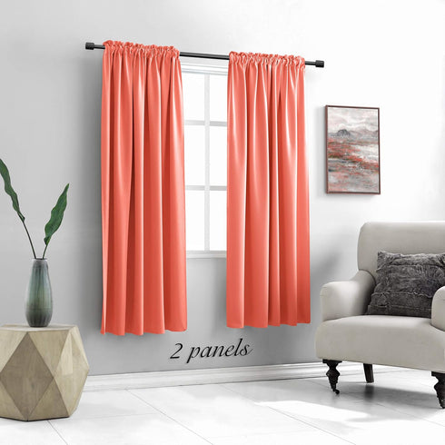 DONREN Coral Blackout Curtain Panels with Rod Pocket - Room Darkening Thermal Insulated Curtains for Bedroom (52 W x 63 L Inch,2 Panels)...