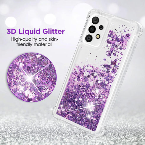 ANSHOW [2 Pack Samsung Galaxy A33 5G Case for Women Girls Liquid Glitter Cases, Cute Sparkly Clear Shiny Bling Slim Thin Protective Phone Case for...