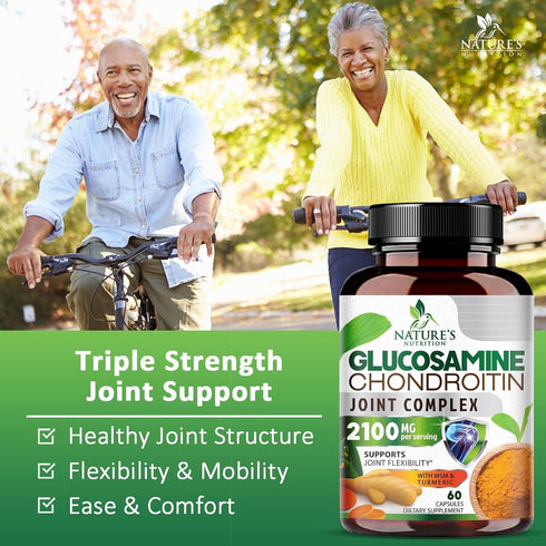 Glucosamine Chondroitin MSM Complex - Joint Support Supplement Turmeric & Boswellia, Triple Strength Glucosamine Capsules - Support for Joint Heal...