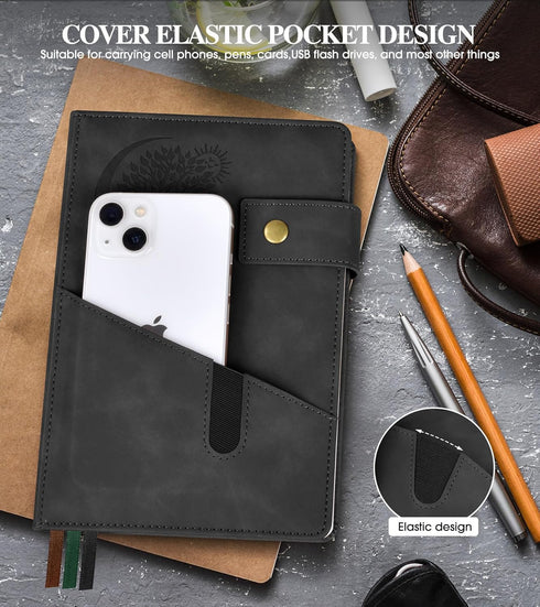 Blank Journal Notebook, A5 Hardcover Leather Sketchbook with 200 Pages Thick Blank Paper for Men Women, Unlined Drawing & Writing Journal, 5.9" x ...