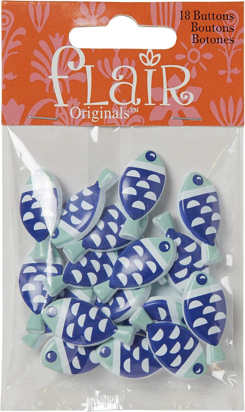 Blumenthal Lansing Company Blue Fish Buttons 18 Piece...