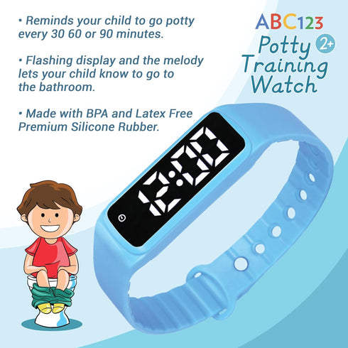 ABC123 Potty Training Watch - Baby Reminder Water Resistant Timer for Toilet Training Kids & Toddler (Blue)...
