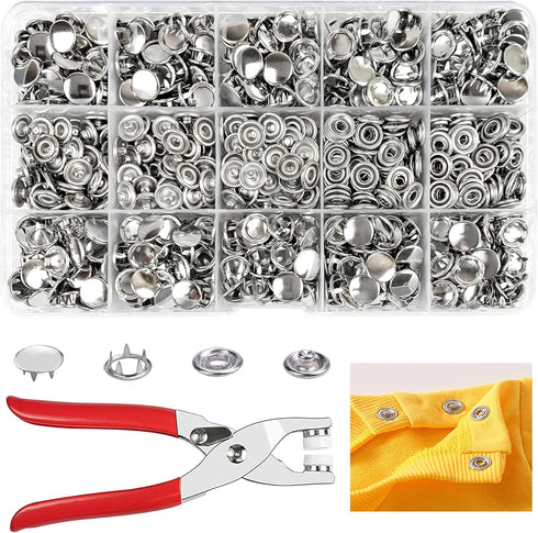 GTAAOY 800PCS Metal Snaps Buttons with Fastener Pliers Press Tool Kit Perfect for DIY Crafts Clothes Hats and Sewing, Snap Button Fasteners Kit fo...
