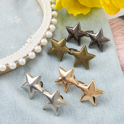 OIIKI 4 Pairs Adjustable Star Buttons for Loose Jeans, No Sewing Pant Waist Buckles, Cute Detachable Star Pant Waist Tightener for Jeans,Pants, Sk...