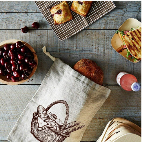 Linen Bread Bags - 3 Pack 11 x 15" Speical Art Design Natural Unbleached Linen Reusable Food Safe Storage for Homemade Artisan Bread...