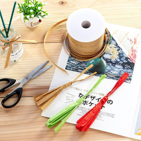 Whaline 229 Yards Raffia Paper Ribbon Christmas Kraft Craft Packing Paper Twine for Festival Gifts, DIY Decoration and Weaving, 1/4 inch Width...