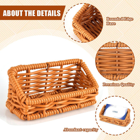 Rattan Business Card Holder Rattan Basket for Cards Rattan Card Holder Business Card Holder Organizer Display Office Card Holder for Desk (1)...