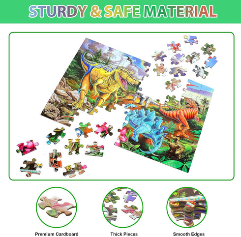 Puzzles for Kids Ages 4-8, 6-8, 8-10, Kids Puzzles 100 Piece Big Dinosaur Floor Jigsaw Puzzle for Kids Children Educational Puzzles Toys for Young...