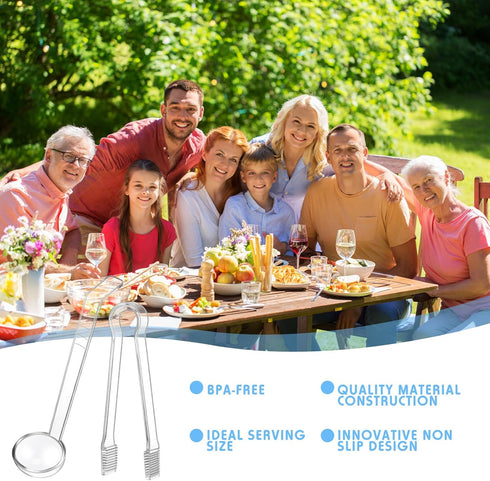 Domensi 12 Pieces Small Ladles Set, Including 6 Pcs Clear Plastic Tongs for Serving 6 Pcs 1 oz Small Gravy Ladle Plastic Salad Tongs Acrylic Long ...