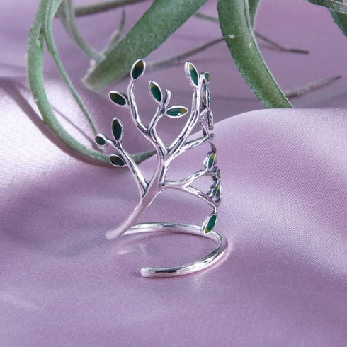 Helen de Lete Innovative The Tree Of Life Sterling Silver Open Ring for Both Women and Men...