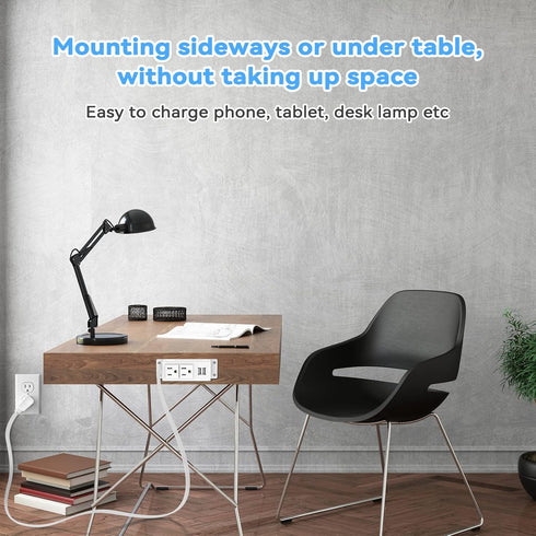 Kungfuking Power Strip with USB, Wall Mountable Socket Surge Protector Power Strip with 2 AC Outlets and 2 USB Charging Ports White Extension Cord...