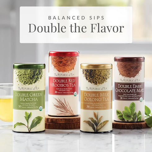 The Republic of Tea – Organic Double Dark Chocolate Maté, Naturally Caffeinated Yerba Maté, Steeps 36 Cups...