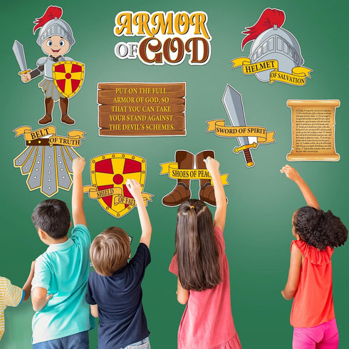 50 Pcs Armor of God Cutouts for Kids Books of The Bible Religious Bulletin Board for Sunday School Religious Classroom Decorations Medieval Childr...