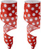 2 Rolls Polka Dot Wired Edge Ribbons 12 Yards 2.5 Inch Wide Grosgrain Polka Dot Craft Ribbon for Christmas Hair Bows Gifts Wrapping Floral Craft H...