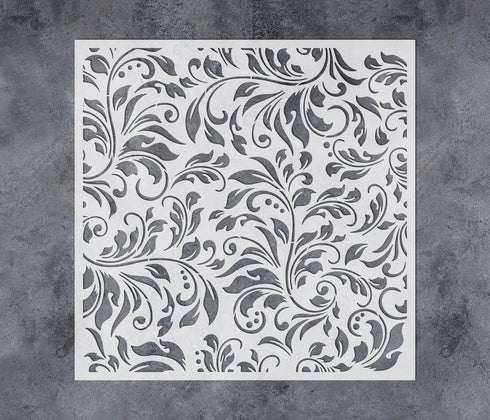 GSS Designs Flourish Leaf Stencils for Painting on Wood Canvas Paper Fabric Floor Wall Tile Fancy Flourish Background 12x12Inch Reusable DIY Art C...
