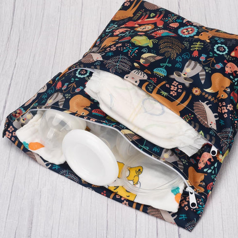 2pcs Cloth Diaper Wet Dry Bags Waterproof Reusable with Two Zippered Pockets Travel Beach Pool Daycare Soiled Baby Items Yoga Gym Bag for Swimsuit...
