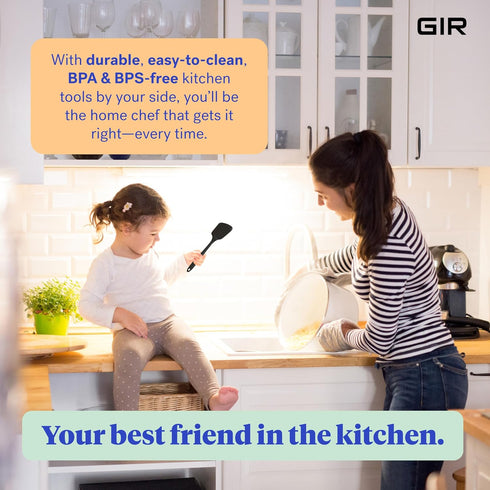 GIR Get It Right Silicone Spatula Turner - Heat-Resistant up to 425°F - Nonstick Pancake Flipper, Egg & Kitchen Tool - Mini 11 Inch - Black Silico...
