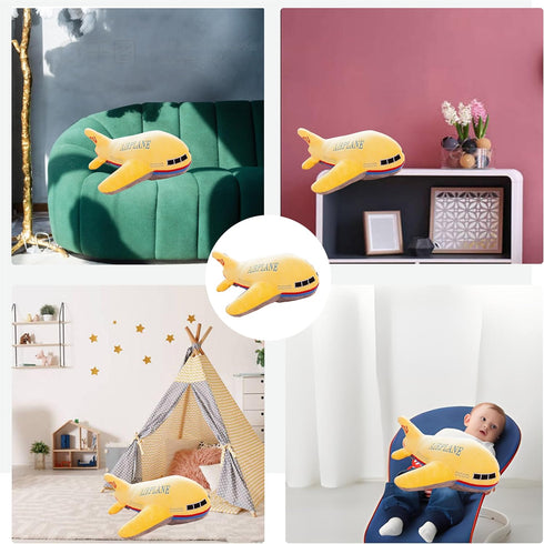 Plush Stuffed Airplane Model Toys, Soft Aircraft Stuffed Pillow, Gifts for Boys Kids Birthday Gifts,Yellow 15.7"...