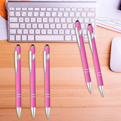 6 Pcs Blue Ink Ballpoint Pen with Stylus Tip 2 in 1 Ballpoint Pen Metal Pens Stylus Pen for Touch Screens Office Coworkers (Multi Pink)...