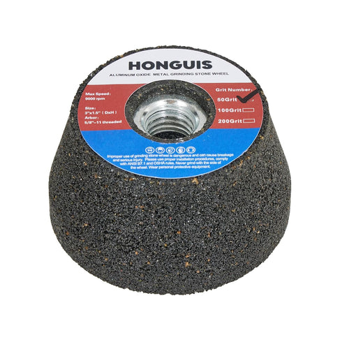 3 Inch Grinding Stone Wheel for Metal,50 Grit Aluminum Oxide Flaring Grinding Cup Wheel for Rust Removing Deburring Polishing with 5/8"-11 Threade...