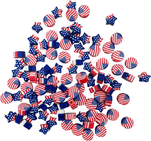 100 Pcs Polymer Clay Beads Mixed Heishi Spacer Beads Supplies for DIY Bracelet Earring Necklace Jewelry Making (American Flag)...