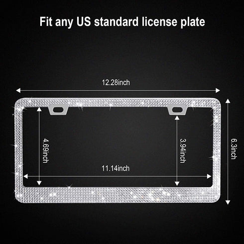 Tchipie 1 Pack Bling Rhinestone License Plate Frames, Bedazzled Sparkly Cute Diamond Car License Plate Frame, Glitter Crystal Tag Caps, Stainless ...