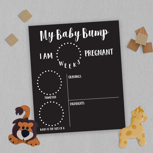 My Baby Bump Pregnancy Timeline Dry Erase Sign / 10" x 12" Black Dry Erase Style Mother Baby Size Tracking Sign/Monthly Milestone New Mom Photo Pr...