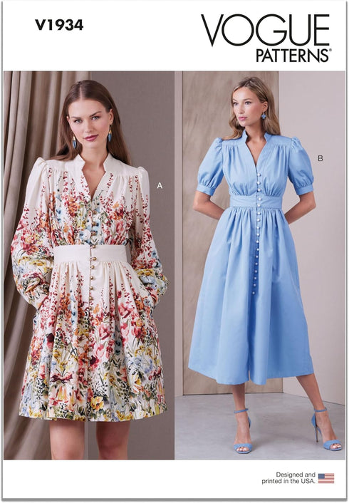 Vogue Misses' Button-Front Dress Sewing Pattern Packet, Design Code V1934, Sizes 8-10-12-14-16, Multicolor...