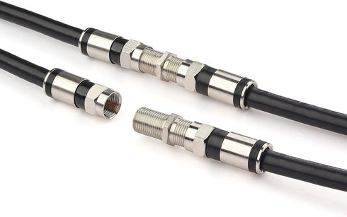 GTOTd Coaxial Cable (3 Feet) with RG6 Coax Cable Connector (and F-Type Cable Extension Adapter) Black Coax Satellite TV 75 Ohm Thin Coaxial Cable ...