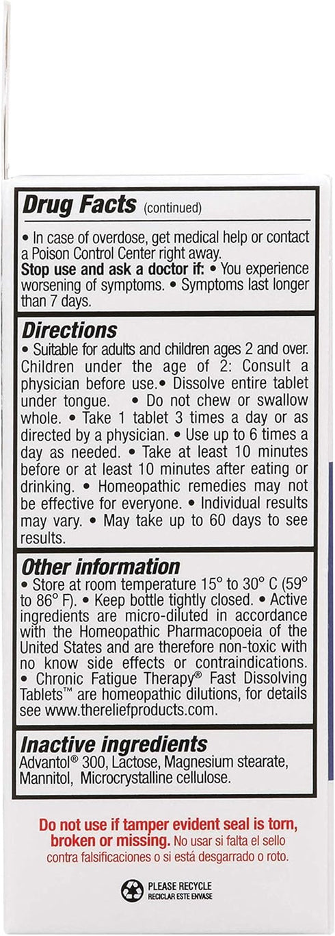 The Relief Products Chronic Fatigue Therapy Fast Dissolving Tablets for Fatigue, Weakness, Tiredness, CFS 70 Ct, 70 Count...