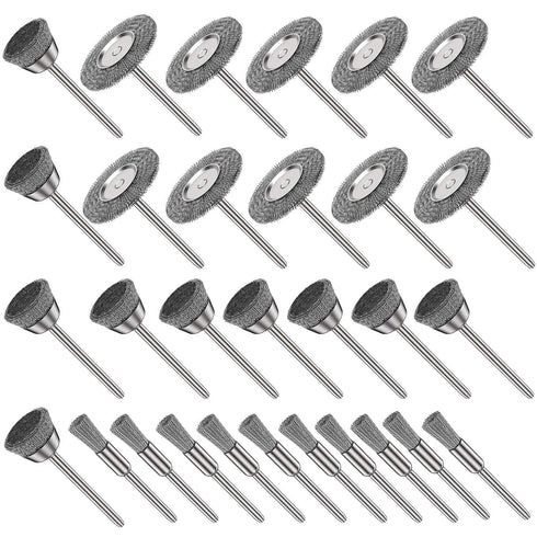 30Pcs Stainless Steel Wire Brushes Wheel Cup Pen Cleaning Brush Set Polishing Attachment Kit for Grinder Rotary Tools 1/8 inch Shank (Cup Pen Clea...