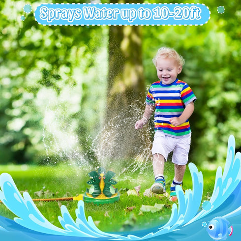Outdoor Water Sprinkler Toys for Kids,Spinning Splash Dinosaur Summer Spray Toy with Hose Connector to Garden Backyard Outsider Play for Toddlers ...
