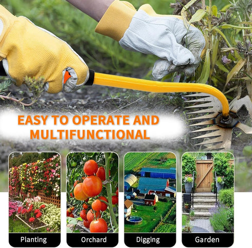Weed Puller Tool, 11 Teeth Durable Garden Weed Pulling Tool, Portable Garden Weeder Tool with Gloves for Vegetable Gardening, Backyard Farm Weedin...