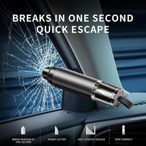 2-in-1 Seat Belt Cutter and Car Window Breaker, Emergency Glass Breaking Gadget, Multi-Function Safety Hammer, Vehicle Escape Tool, Spring Loaded ...
