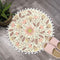 Uphome Small Round Rug 2’ Circle Cute Bath Mat with Pom Poms Fringe Floral Plant Washable Bathroom Rugs Soft Non-Slip Circular Throw Rug Carpet fo...