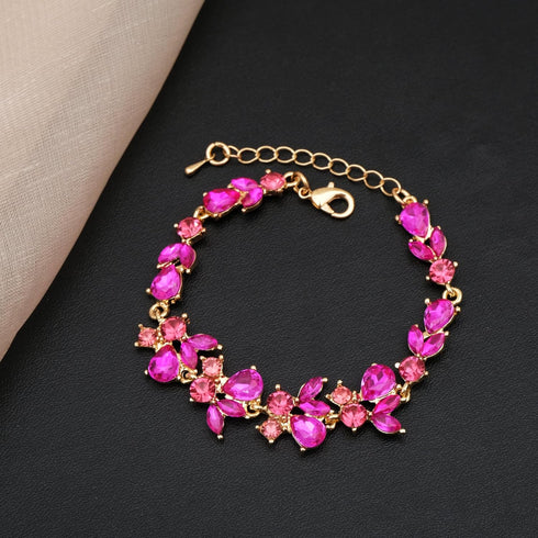 Wedding Jewelry Set for Women Bridal Floral Necklace Dangle Earrings Bracelet Set Crystal Prom Party Costume Accessories for Bride #0015...