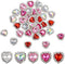 Rhinestones Buttons Embellishments, 30 Pcs Heart Rhinestones for Crafts Flatback Pearl Crystal Rhinestone Buttons for Sewing DIY Clothing Wedding ...