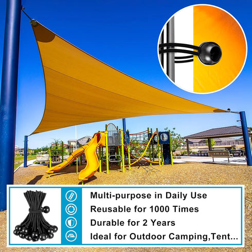 Tarp Bungee Balls Ties 8 Inch,50 PCS Bungee Ball Cords Ties Heavy Duty High Elastic Bungee Cord Canopy Tie Down for Tarp,Camping Tent,Shelter,Shad...