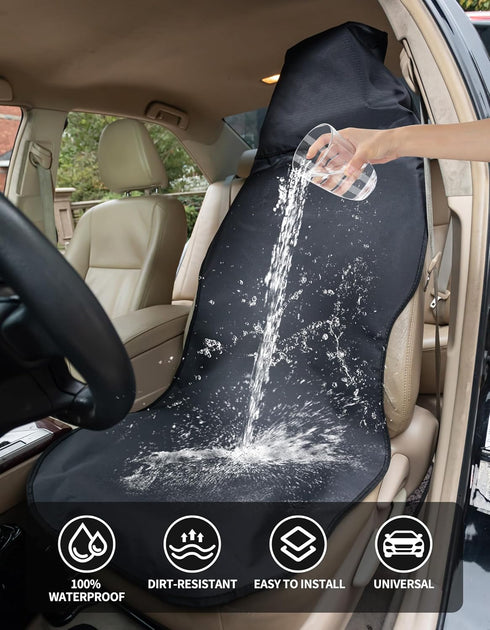 Waterproof Car Seat Cover Protector Universal Fit Front Seat Covers Non-Slip Bottom Sweatproof and Easy to Clean Automotive Accessories for Pickup...
