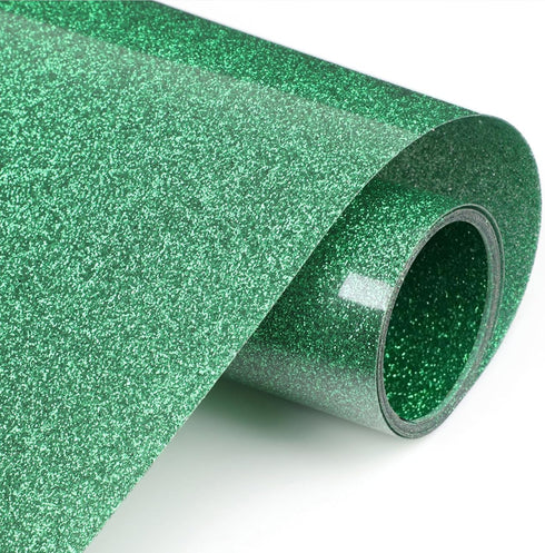 TransWonder Green Glitter HTV Glitter Heat Transfer Vinyl - 12x5ft. Iron on Vinyl for Cricut T Shirts...
