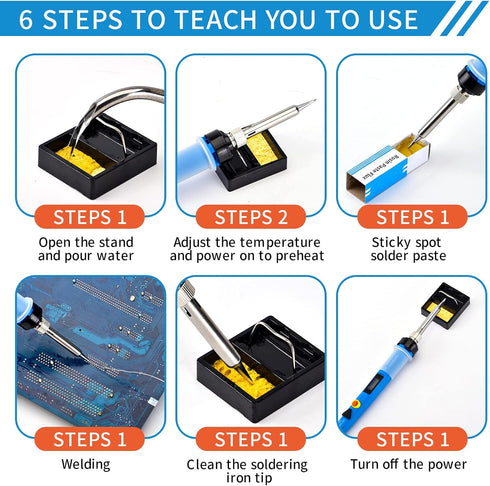 Electronics Soldering Iron Kit - 80W Digital LCD Solder Gun with ON/OFF Switch Adjustable Temperature Controlled and Fast Heating Thermostatic Des...