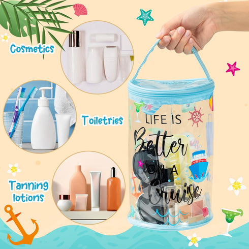 Y1tvei Clear Beach Cruise Lotion Toiletry Bag Gift Sunscreen Travel Makeup Case Waterproof PVC Cosmetic Bag Hawaiian Portable Survival Organizer P...