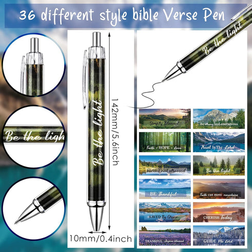 36 Pcs Bible Verse Ballpoint Pens Christian Gifts Pens for Women Religious Pens with Inspirational Quotes Motivational Quotes Pens for Religious S...