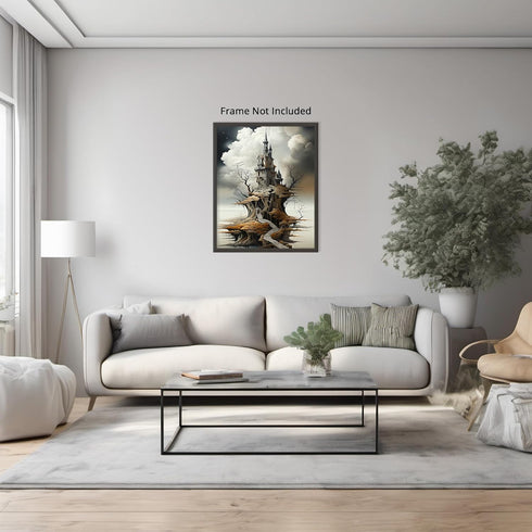 Posterizer 1 pcs-Castle in Ancient Tree with Clouds-Abstract & Modern Art-Fantasy & Fiction Art-Gift for Art Lovers-Decor for Home & Office- UNFRA...