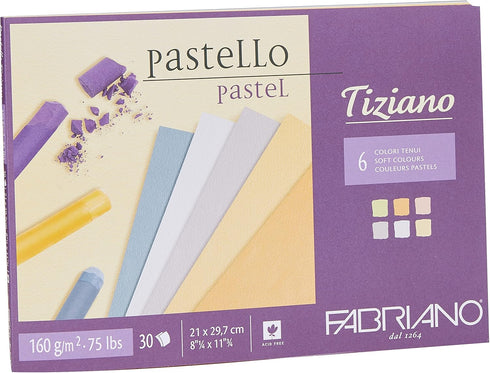 Fabriano Tiziano 46021297 Pastel Paper Pad A4-30 Sheets - 6 Soft Colours - 160 GSM...
