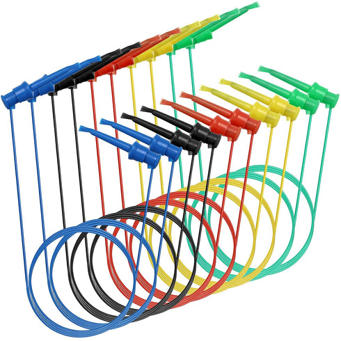 Sumnacon 10 Pcs Multimeter Electrical Test Dual Lead Test Hook Clips - 5 Colors Silicone Flexible Test Cables for Electronic, Component, Testing C...