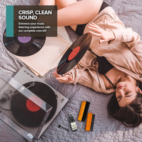 Stock Your Home 6 Piece Vinyl Record Cleaning Kit, Includes Vinyl Cleaner Spray, Anti-Static & Velvet Vinyl Record Brush, Needle Cleaning Gel & Br...