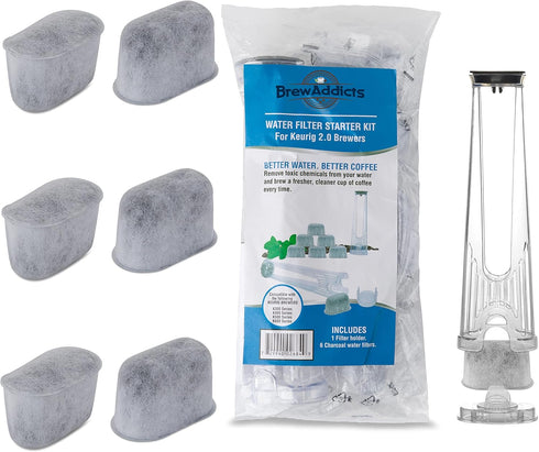 Water Filter Starter Kit Replacement for Keurig 2.0 Coffee Makers – 6 Charcoal Filters & 1 Filter Holder...